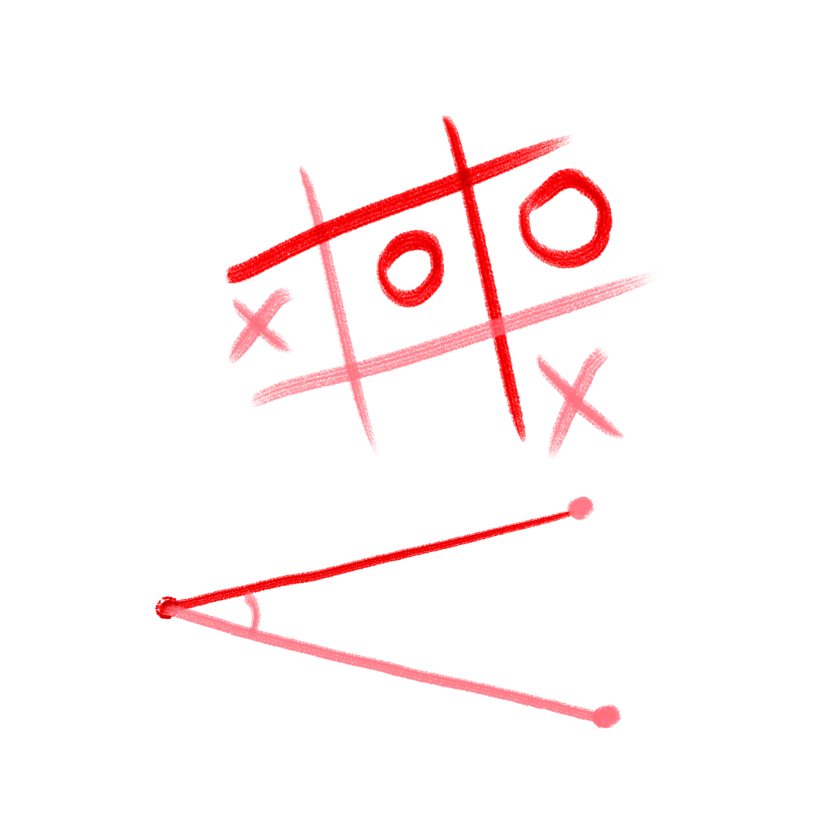 Illustration of an angle and tic tac toe board
